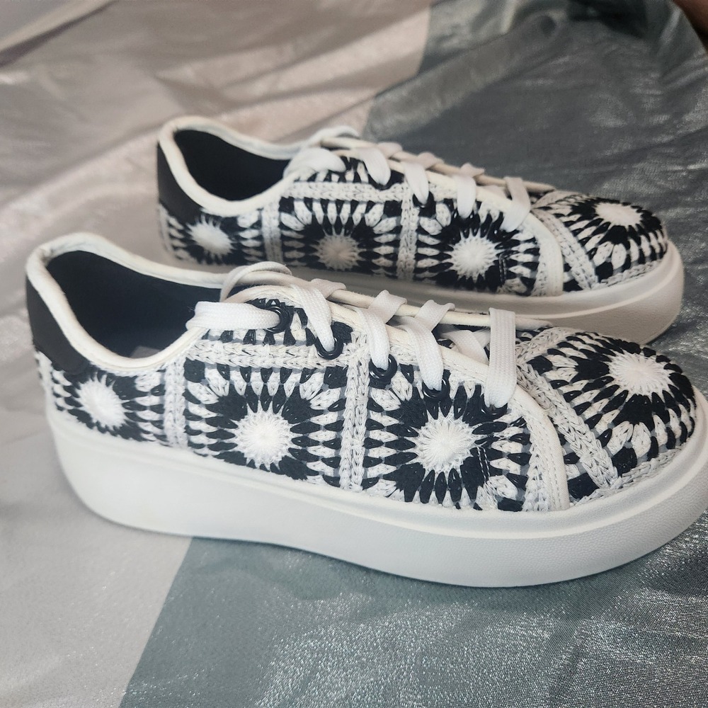 Crochet Platform Sneakers Size 8.5/39 Sunburst DL1961 Boho Indie Chunky Platform
